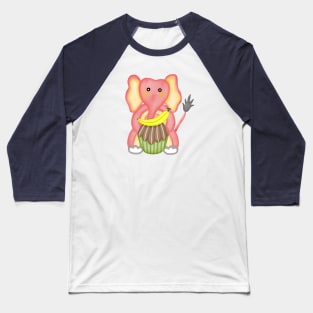 Cute elephant eating banana cupcake. Baseball T-Shirt